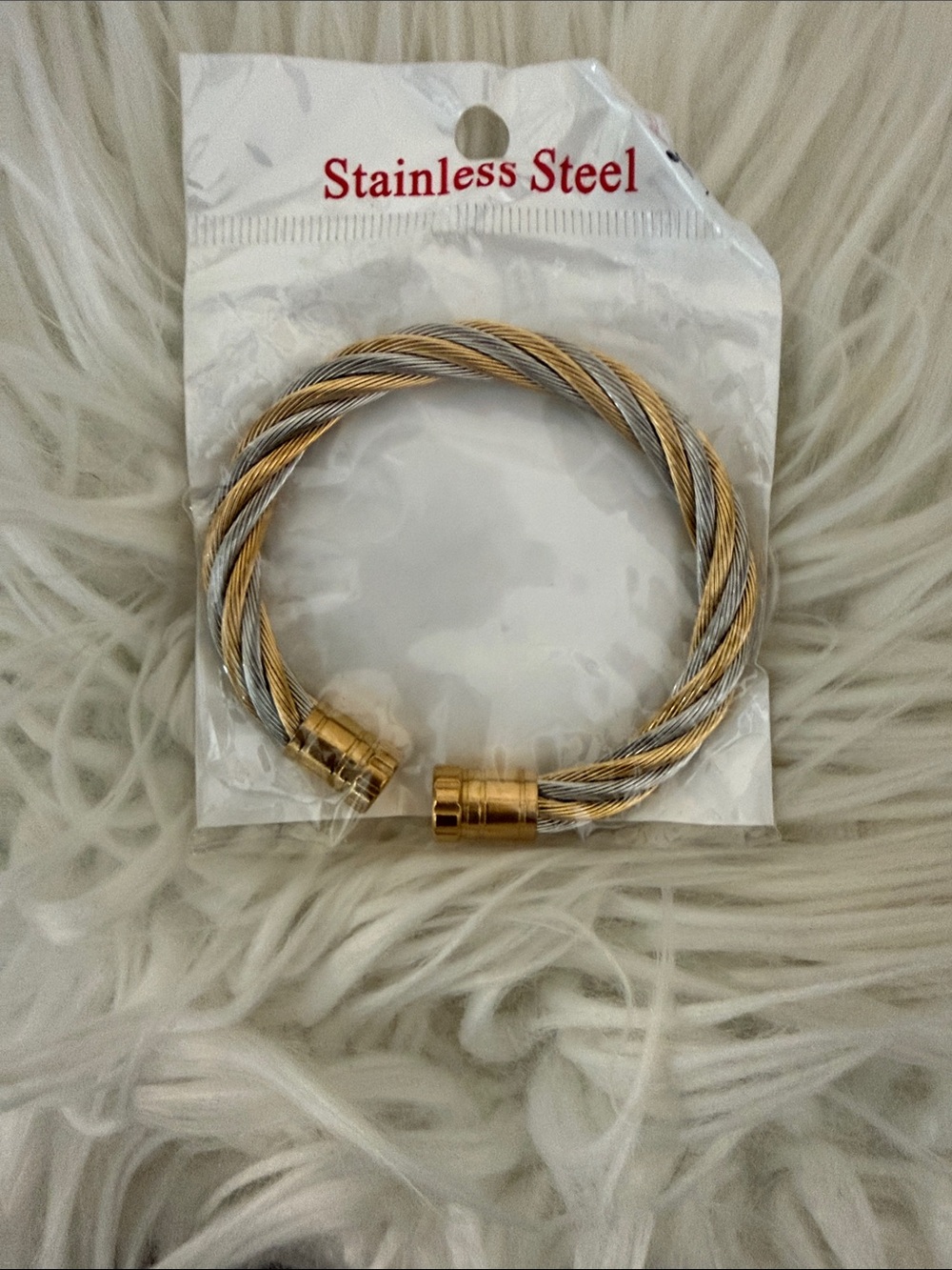 Two-Tone Twisted Cable Bracelet in Gold & Silver
